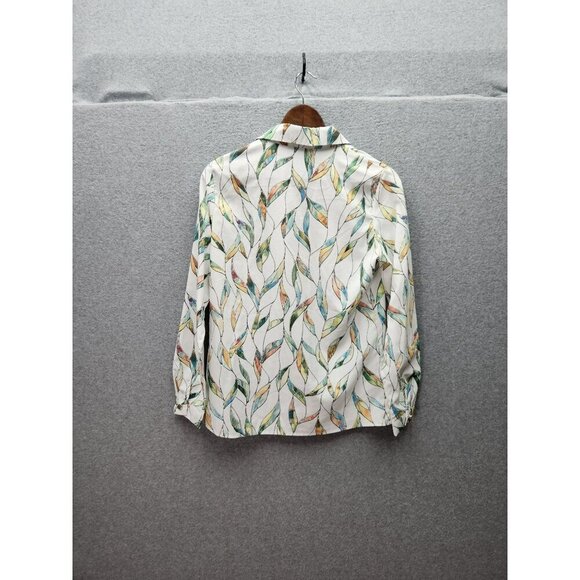Button-Up Long Sleeve Shirt With Colorful Leaf Print Design - Picture 2 of 2